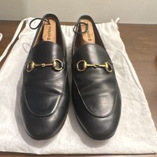 Gucci Jordaan Black Leather Horsebit Slip-On Loafers Women’s EU 41