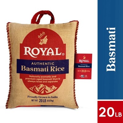 Authentic Aged Indian White Basmati Rice Long Grain Gluten Free 20 lb Bag