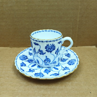 Vtg Rare Spode Fine Bone China BLUE COLONEL 395839 Cup & Saucer Set #Y6235