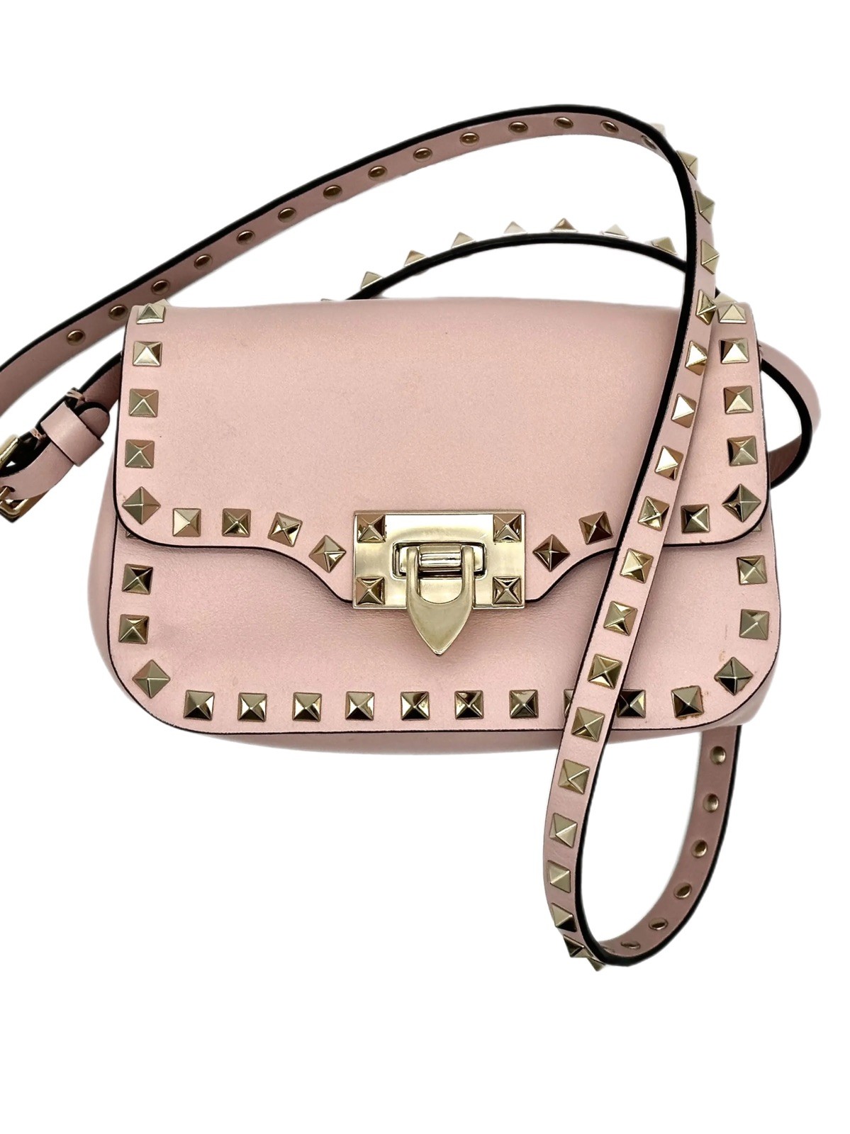 Valentino Rockstud Gold Hardware Crossbody Medium Light Pink