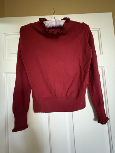 Oasis Burgundy Scalloped Neck/Cuff Jumper 12/M - Picture 1 of 6