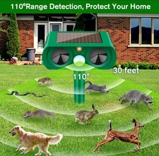 Solar Powered Ultrasonic Animal Repellent 110° Squirrel Repeller Outdoors Repell
