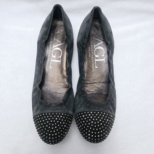 AGL Blakely Studded Toe Gray Suede Ballet Flats Attilio Giusti Leombruni 7,5