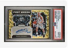 2022-23 Panini Prizm Manu Ginobili Fast Break Signatures 10/10 Gold Pop 1 PSA 10