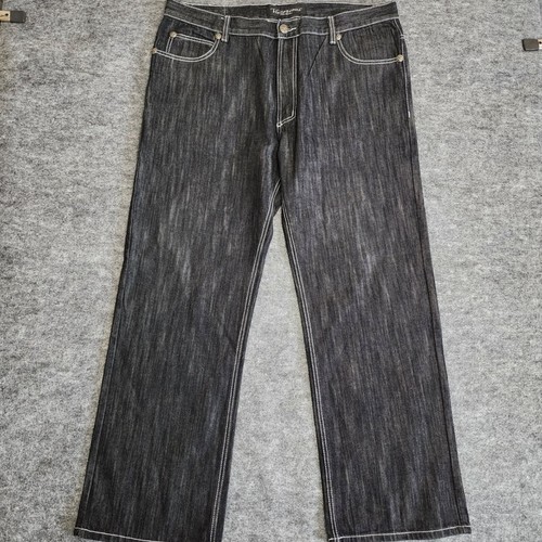 Vintage Victorious Jeans Herren schwarz 42 x 32 Stickerei verzierte Taschen Baggy Y2K