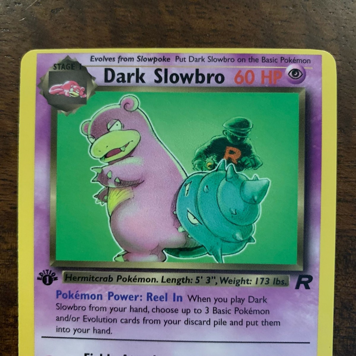 ERROR Pokemon DARK SLOWBRO 1st Edition - Team Rocket - 29/82 - Misprint  Miscut