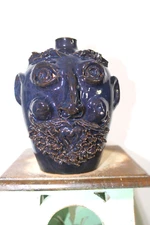 vicki miller face jug , pottery, folk art 10'x7''
