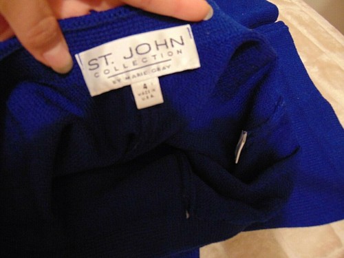 NWT St. John Collection Marie Gray knit Blue Santana Dress Pant size 4 - Picture 7 of 8