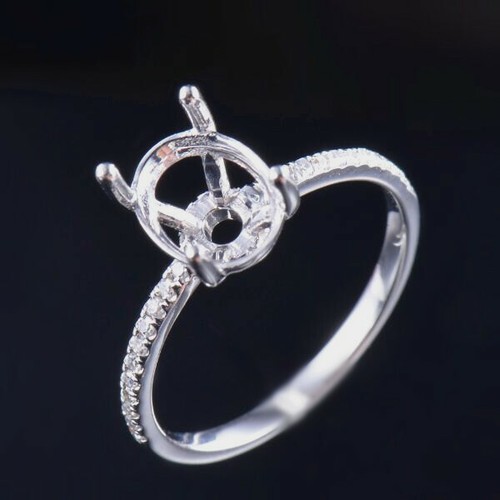 14K White Gold Oval 9x7mm Real Natural Diamond Solitaire Her Ring Bridal Setting - Picture 3 of 7