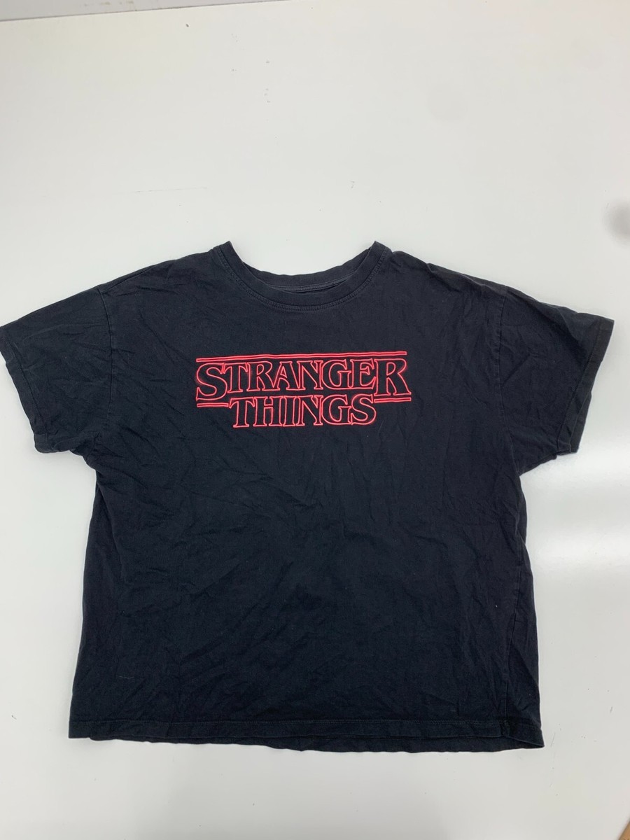 Pull & Bear Mens Black Stranger Things Short Sleeve Graphic Tee
