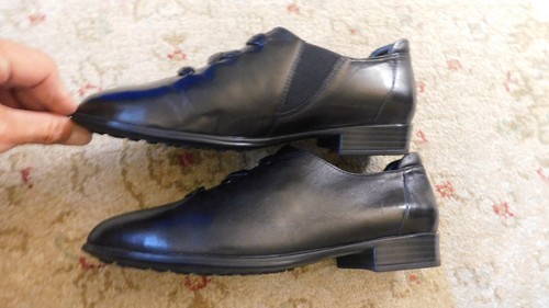 Spring Step Gwynth Loafers Classy Criss Cross wide lace Shiny Leather Black 5.5 - Picture 5 of 9