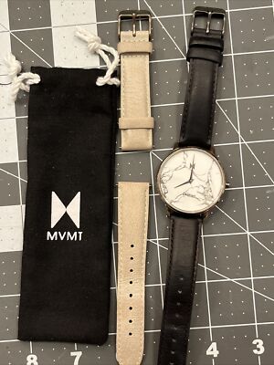 Mvmt Watch With 38mm White Crescent Marble & two sets Black  display picture 2