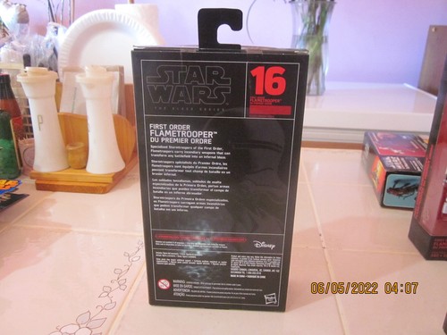 Star Wars 2015 Disney Hasbro First Order Flametrooper #16 Black Series The Force - Picture 2 of 2