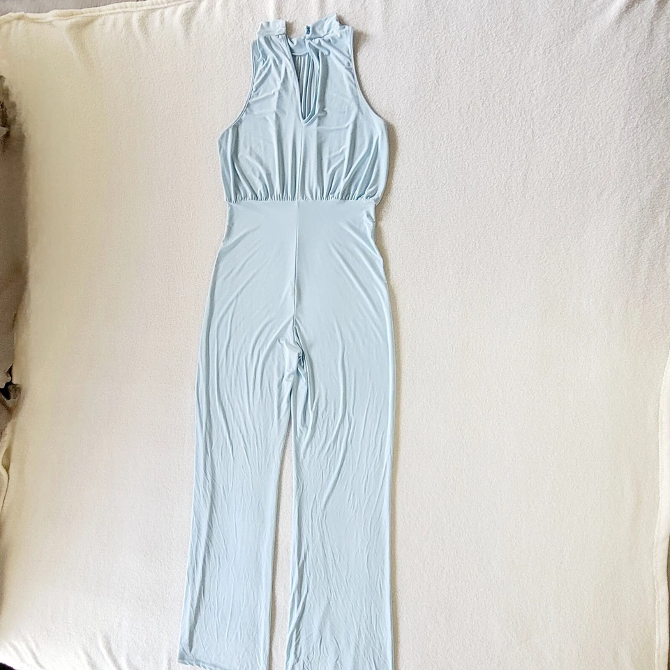 Macacão Boohoo Feminino Sexy Romântico Flowy Seda Barbiecore Perna Larga - Imagem 4 de 4