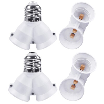4Pcs 2 in 1 E26 E27 to E26 E27 Light Socket Splitter Converter Lamp Bulb Adapter