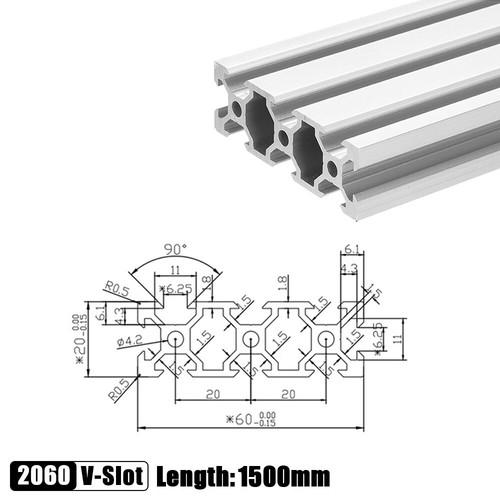 2060 V-Steckplatz Aluminiumprofil Extrusion 600-1500 mm Linearschiene für CNC 3D-Drucker - Bild 20 von 30