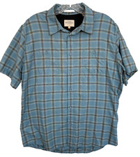 Quicksilver Waterman Collection Shirt Mens Medium Regular Blue Plaid 100 Nylon