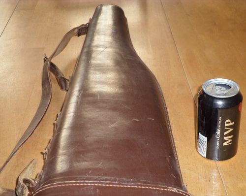 [CUSTOM HANDMADE] LEATHER 29.5" LENGTH RIFLE GUN CASE, VINTAGE / NEEDS REPAIRS - Picture 7 of 14