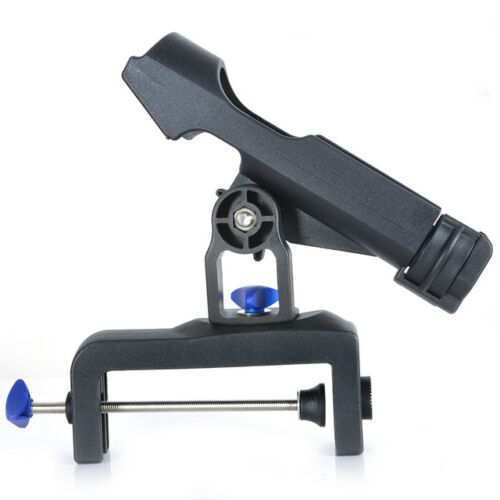 2 Fishing Rod Holder 360º Rotatable Side Rails Clamp on Rail 0-14cm Kayak Boat - Picture 3 of 8