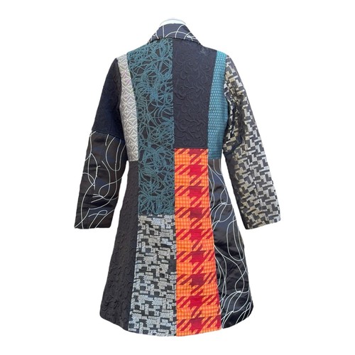 Vintage 90s ANIA A Womens S Patchwork Tapestry Jacket Long Coat Blazer Boho - 第 7/24 張圖片