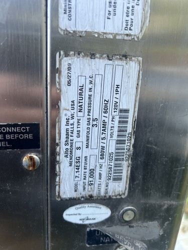 2009 Alto Shaam 7.14 ESG Double Stack Combination Full Size Nat Gas Oven Steamer - Picture 12 of 13