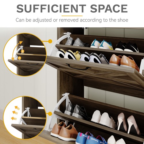 Ultym Farmhouse Shoe Storage Cabinet w/2 Flip Drawers &Shoe Bench for 16 Pairs - Picture 4 of 10