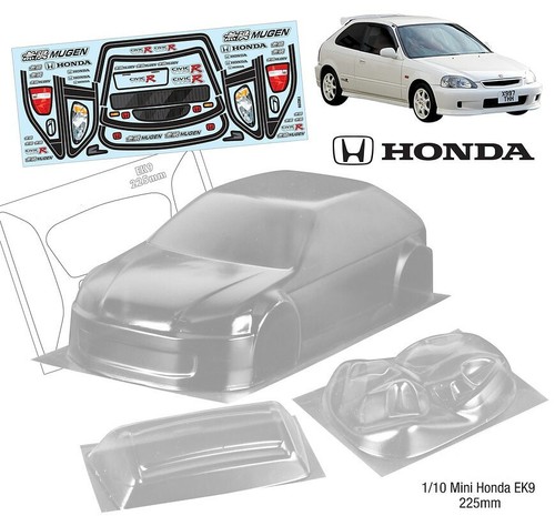Clear Body Shell Classic Honda Civic EK9 for 1:10 RC MINI Tamiya M07 etc 225mm - Picture 2 of 7