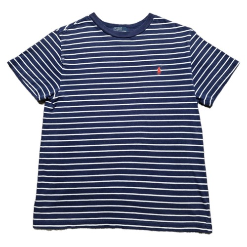 Polo Ralph Lauren Short Sleeve T Shirt Youth M Navy Blue Striped Cotton