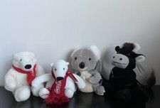 VTG 1998  1-2016 Collectible Coca-Cola Bean Bag Plush Set of 4 Spain Australia