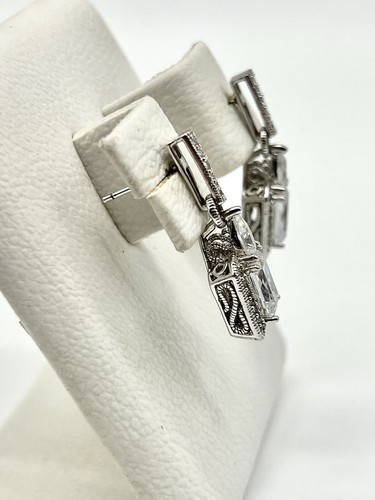 Pendientes Vanna K Plata Esterlina Circonita Cuadrada Gota Perforada Diseñador Firmado GRATIS Sh - Imagen 6 de 7