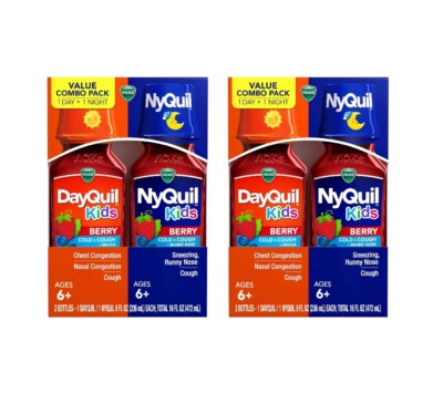2pk Vicks DayQuil & Nyquil Kids Cold & Cough Value Pack  Berry 8 fl oz ea. 10/25