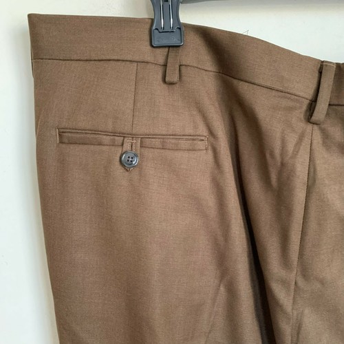 Roundtree Yorke Travel Smart Pants Brown Gabardine Pockets Zip Hook (3 Szs) NEW - Picture 5 of 12