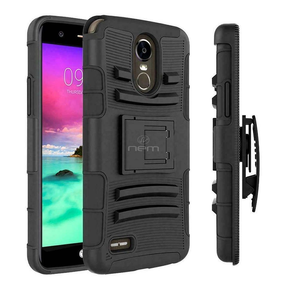 Funda rígida blindada con soporte para cinturón + protector de pantalla para LG Stylo 3/4 Plus Foto 3 de 4