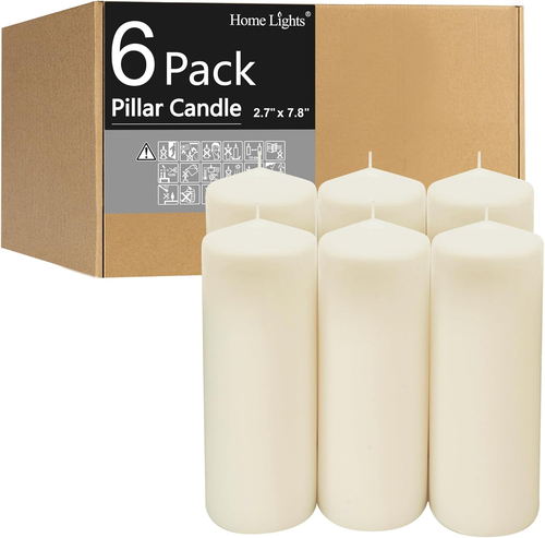 Homelights Pillar Candles - 2.7X8 Inch | 80 Hours Burning, 6 Count - White Unsce - Picture 8 of 12