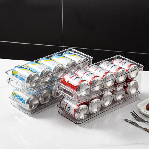 2 Tier Soda Can Dispenser Foldable Holder Organizer Rack Fridge Shelf For 10 Can - Picture 4 of 11
