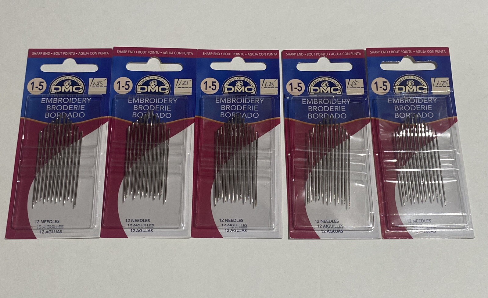 Hand Needles - Size 1-5 - 12 Pieces 5 Packs