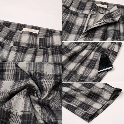 Belle Poque Size XL 16/18 Plaid High Waist Straight Pants Black Grey Retro Pinup - Picture 4 of 4