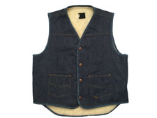 Sears Roebucks  Co Mens Blue Western Wear Sherpa Lined Denim Vest Large Vintage