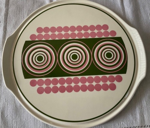 Keramik Tortenplatte 30cm ~ Vintage ~ Kreise ~ 60er Jahre ~ Herbolzheim 107/30