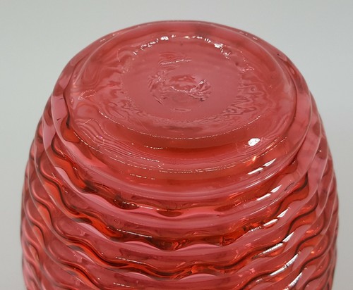 Brocca antica a costine in vetro rosa mirtillo vintage vittoriana - Foto 9 di 9