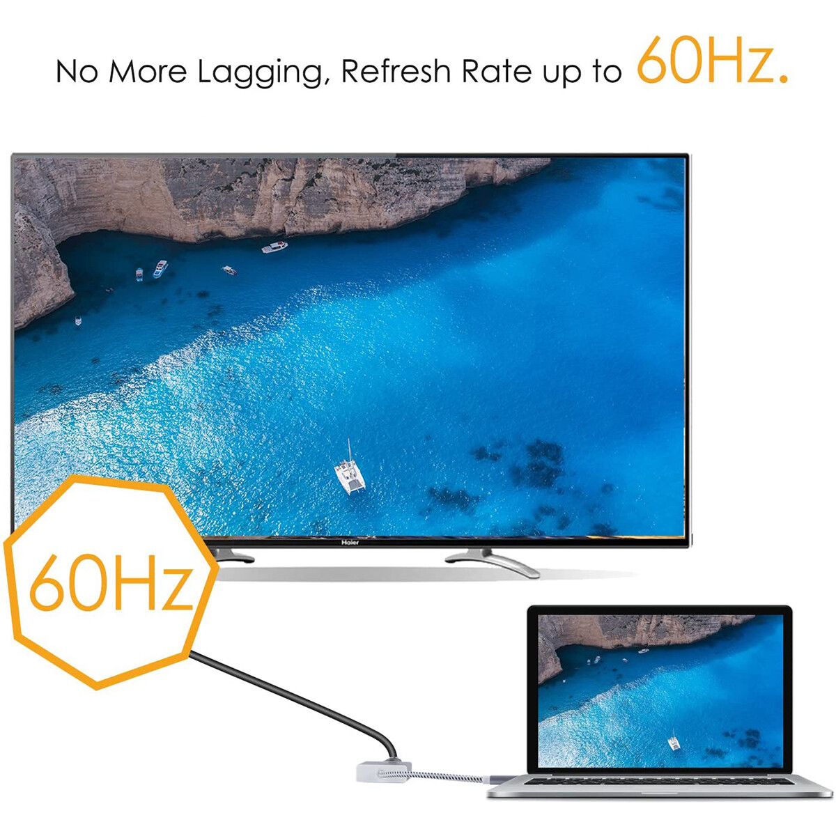 Cable adaptador convertidor USB-C tipo C a HDMI 2.0 4KX2K@60Hz para Apple MacBook, imagen 3