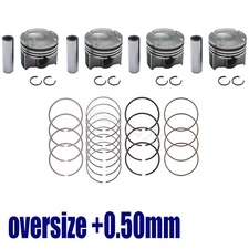 4x OVERSIZE +0.50mm Piston & Ring Kit For 14-20 Elantra Soul Forte 1.6T Turbo US