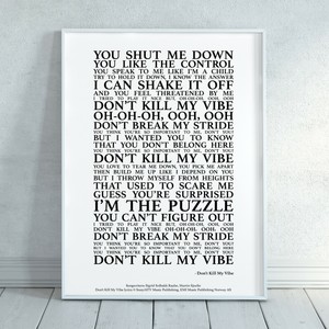 Don T Kill My Vibe Song Lyrics Print Poster Unframed Wall Art Decor Typography Ebay