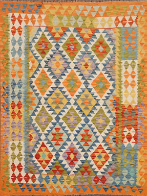 Dual-Sided Kilim Kelim Rugs Flatweave Wool Carpet 5x6 ft