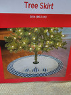 Christmas Tree Skirt 38" Burlap Style Tree Cutout Black/White Plaid Checkered