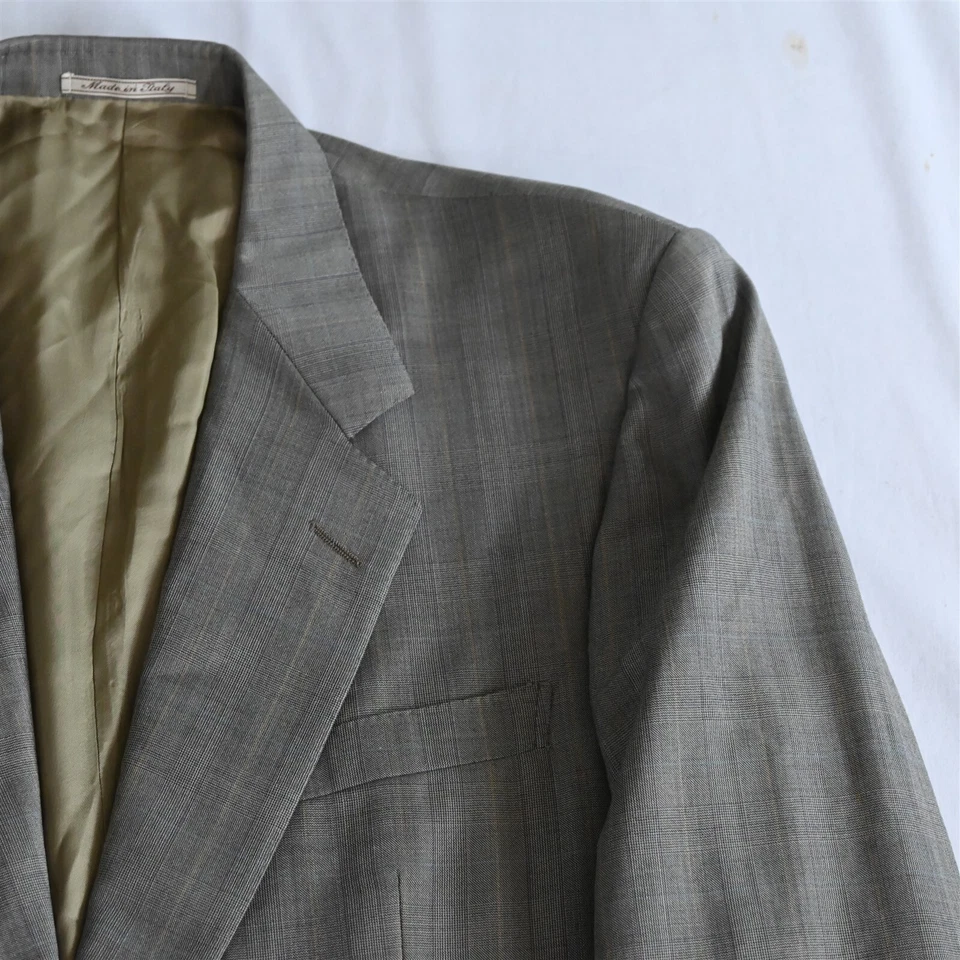 Ermenelgildo Zegna 42R 34x29 Brown Check Super 100s Wool Mens Jacket Pants Suit - image 2 of 4