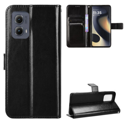 For Motorola Edge (2024) Leather Magnetic Wallet Stand Card Screen Protector