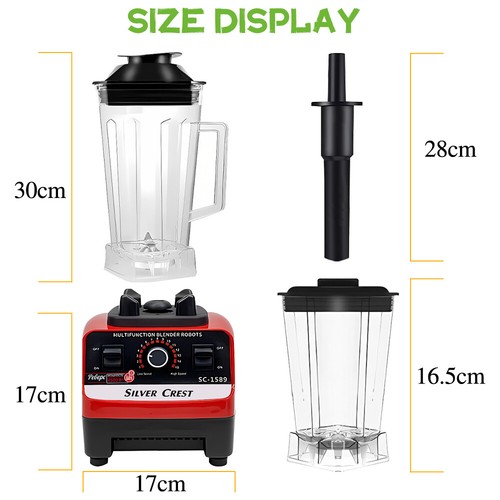 2L Standmixer Smoothie Mixer Blender Kaffeemühle Milchshaker Edelstahl 1500W DE - Bild 17 von 20
