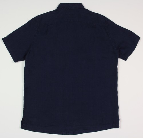 Camisa Para Hombre DANIEL CREMIEUX Azul Marino Lino Manga Corta S/S Mediana M NUEVA CON ETIQUETAS NUEVA - Imagen 5 de 5