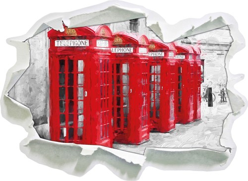 Rojo Londres Cabina de Teléfono Arte Pincel Efecto - 3D-Look Papel Pared Aufk